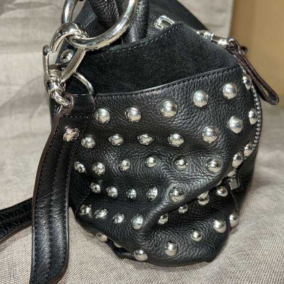 B. Makowsky Black Studded Leather Handbag - Picture 6 of 14